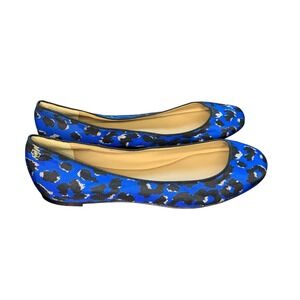 Ann Taylor royal‎ Blue & Black Leopard textile upper leather sole ballet flat. 9